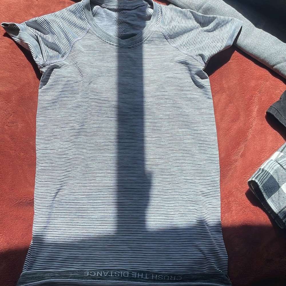 lululemon striped swiftly short sleeve shirt